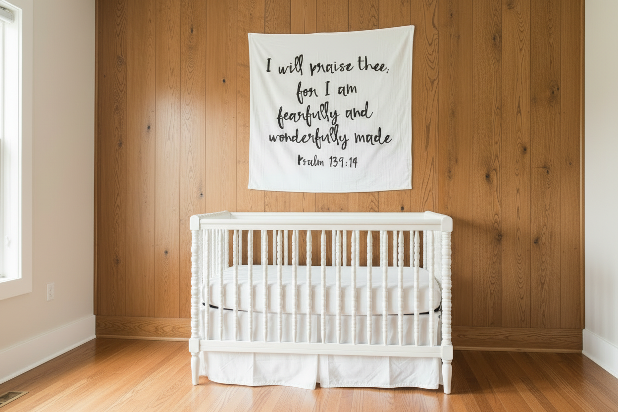 Psalm 139:14 Scripture swaddle and wall art by Modern Burlap