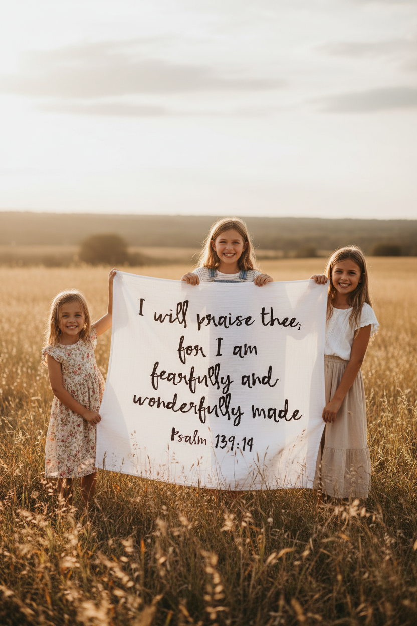 Psalm 139:14 Scripture swaddle and wall art by Modern Burlap