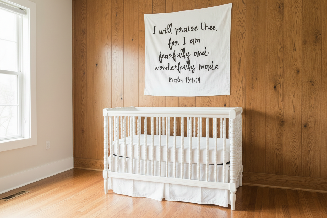 Psalm 139:14 Scripture swaddle and wall art by Modern Burlap
