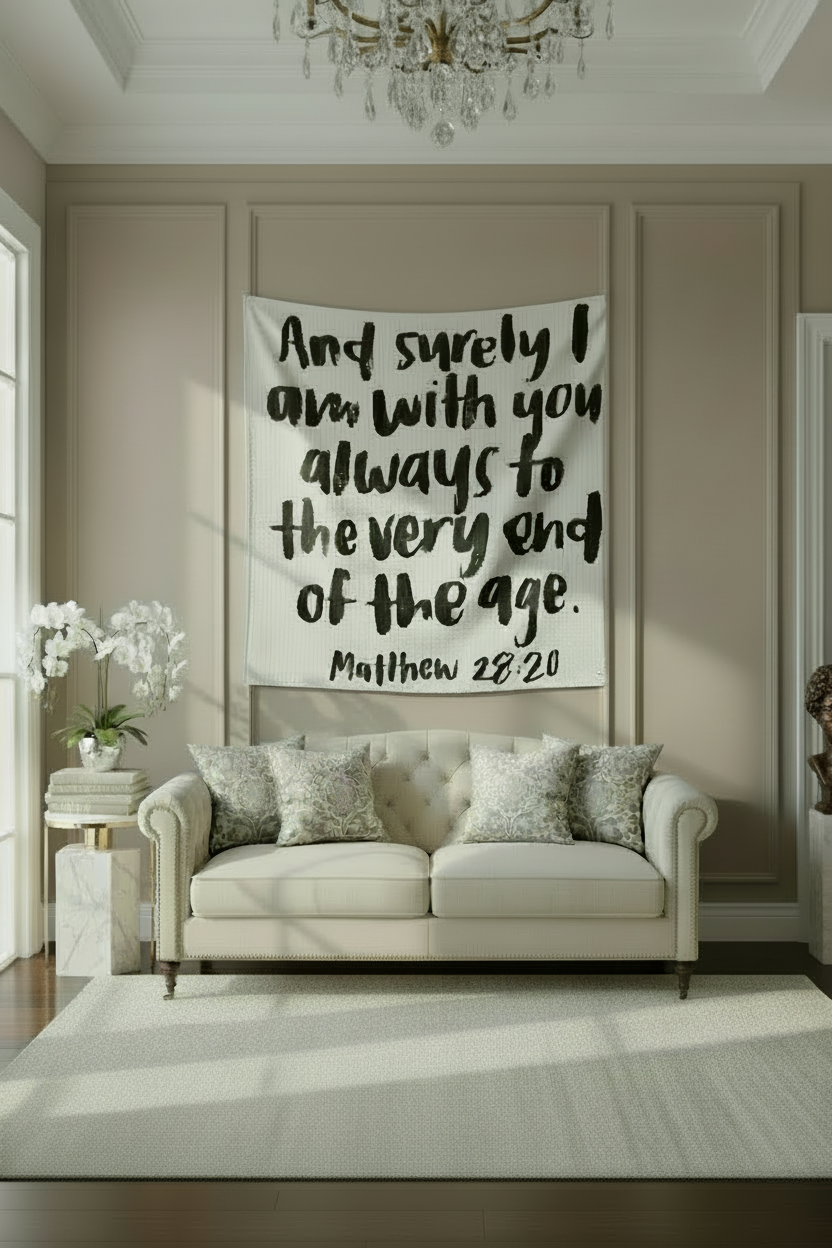 Matthew 28:20 Scripture Swaddle + Wall Art | GOTS Certified Organic Cotton Muslin