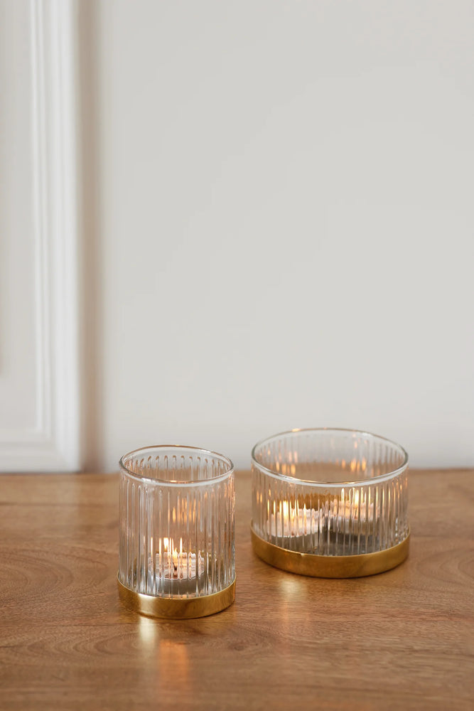 
                  
                    Load image into Gallery viewer, Fleck - Fluted Glass Votives Set of 2
                  
                