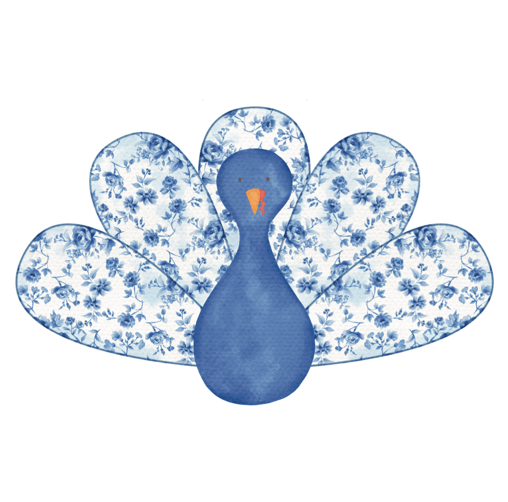 
                  
                    Load image into Gallery viewer, Front Porch Elegance - Chinoiserie Turkey (Blue)- Door Hanger: No Bow- Ribbon Hanger Only
                  
                
