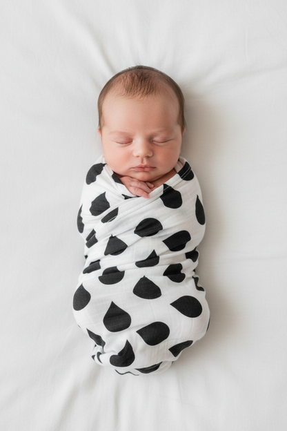 Raindrops organic cotton muslin swaddle by Modern Burlap