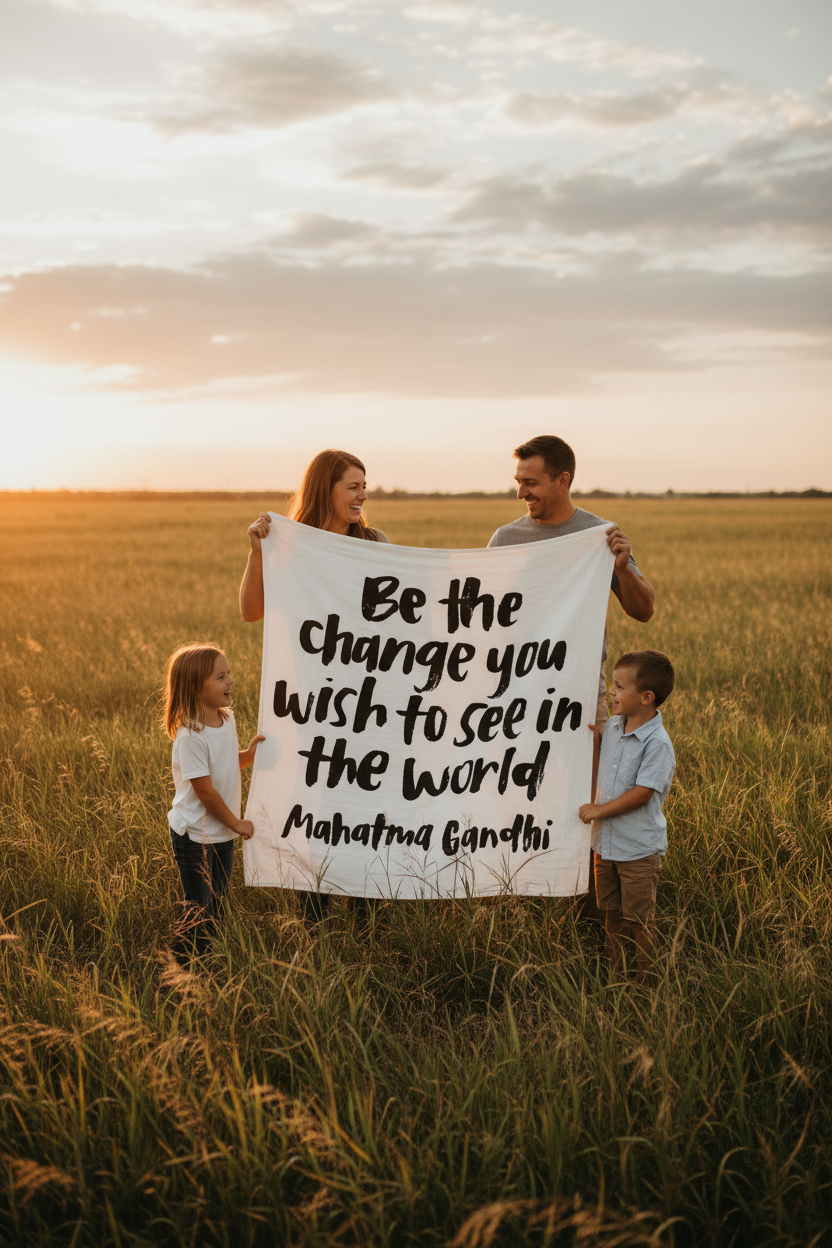 Be the Change Organic Swaddle + Wall Art | GOTS Certified Organic Cotton Muslin