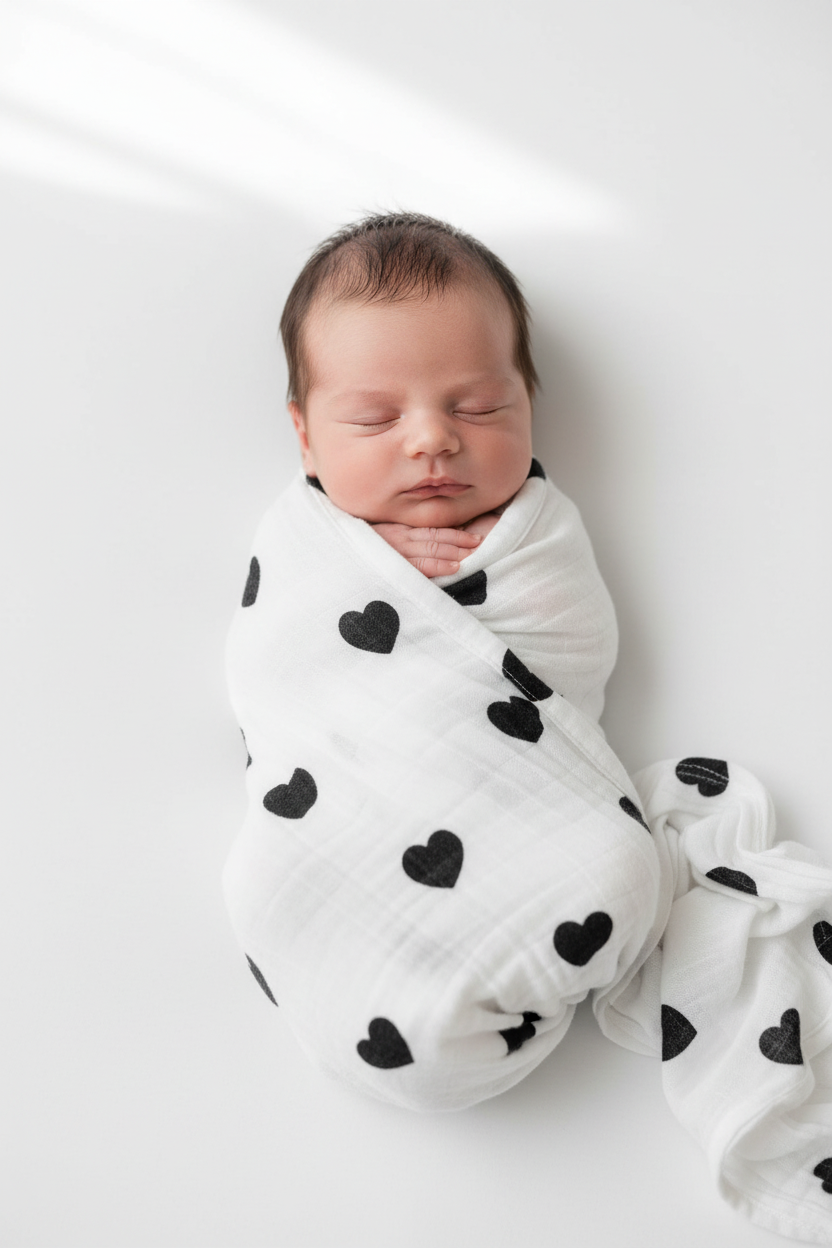 Heart organic cotton muslin swaddle by Modern Burlap