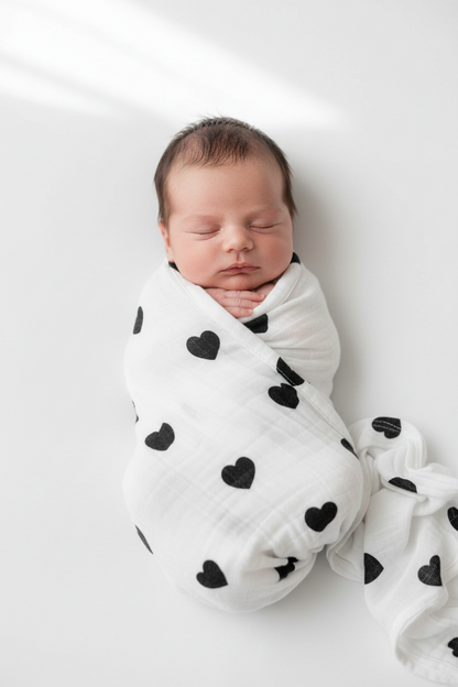 Heart organic cotton muslin swaddle by Modern Burlap