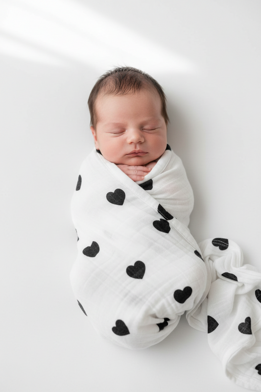 Heart organic cotton muslin swaddle by Modern Burlap