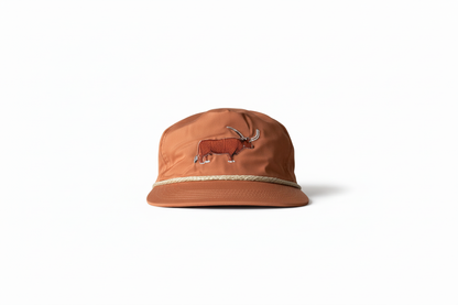 Lischka Brothers Longhorn Rope Cap, Burnt Orange, front view showing the design and rope detail