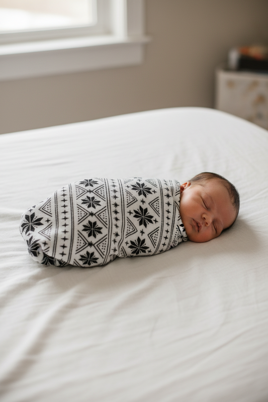 Nordic Winter organic cotton muslin swaddle by Modern Burlap