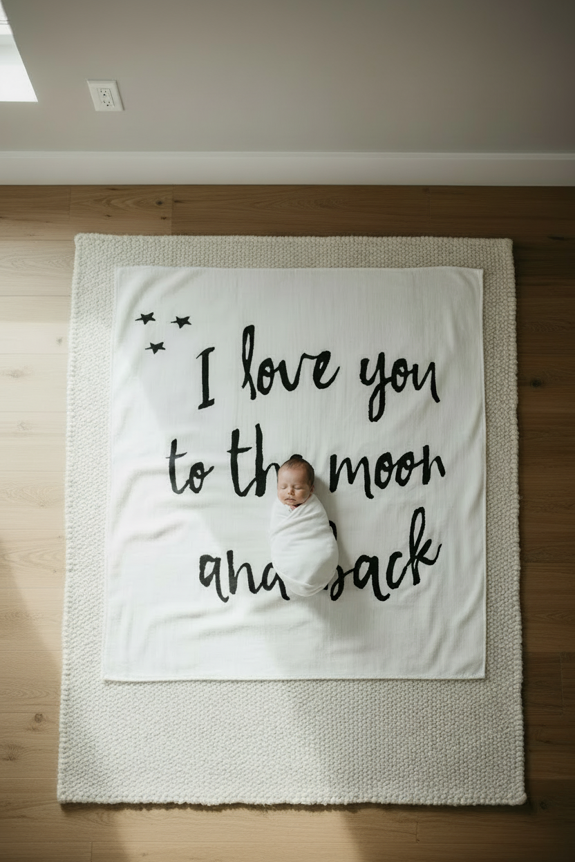 Love You to the Moon and Back Organic Swaddle + Wall Art | GOTS Certified Organic Cotton Muslin