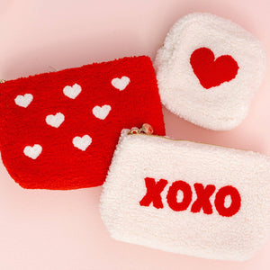 
                  
                    Load image into Gallery viewer, The Darling Effect - Cream Square Teddy Pouch - Heart
                  
                