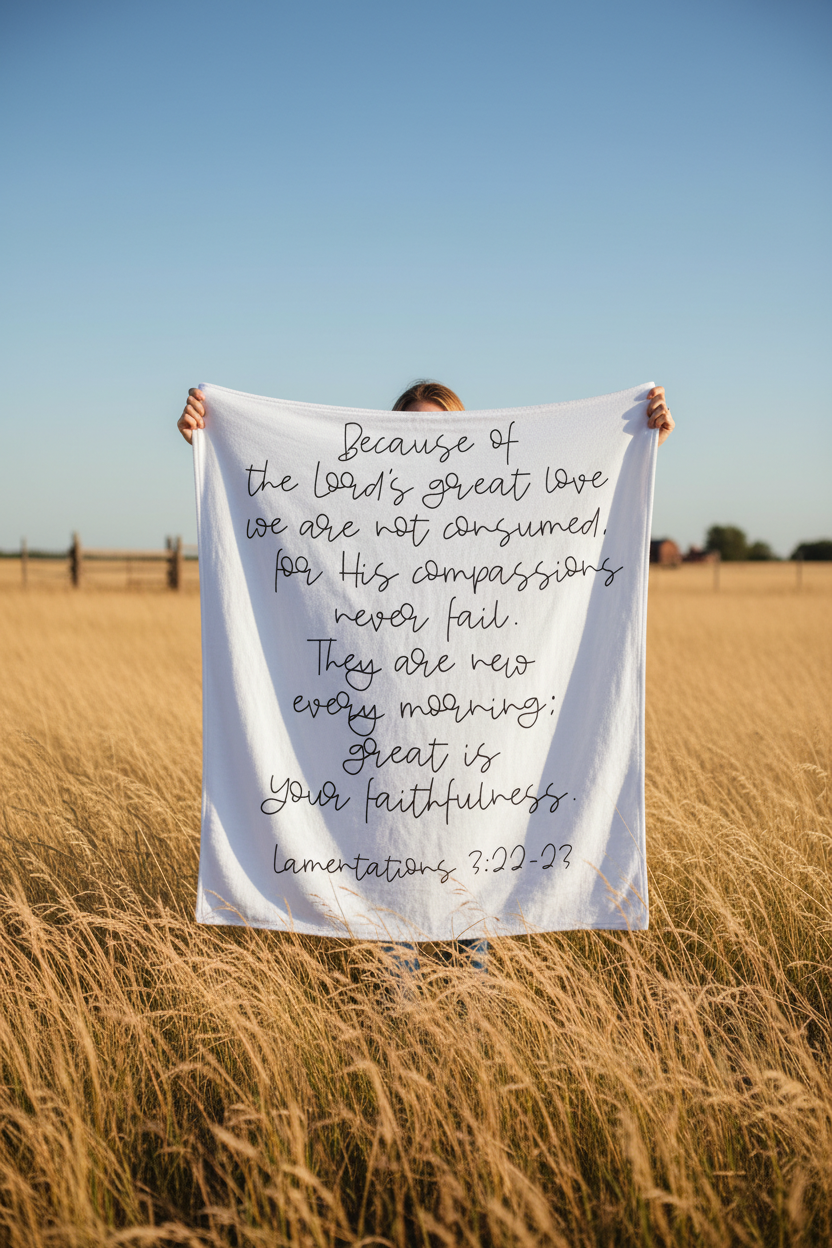 Lamentations 3:22-23 Scripture Blanket + Wall Art | New Every Morning