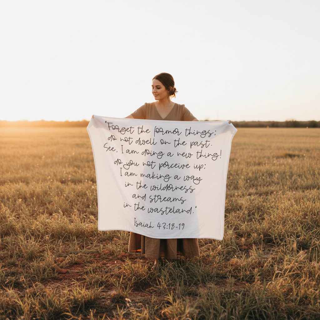 Isaiah 43:18 to 19 Scripture swaddle and wall art by Modern Burlap