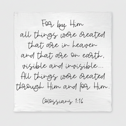 Colossians 1:16 Christian baby swaddle by Modern Burlap