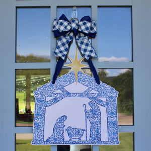 
                  
                    Load image into Gallery viewer, Front Porch Elegance - Nativity in Chinoiserie- Door Hanger: Yes- Please Include the Bow
                  
                