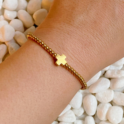 Gold So Very Blessed cross bracelet by Ellison+Young
