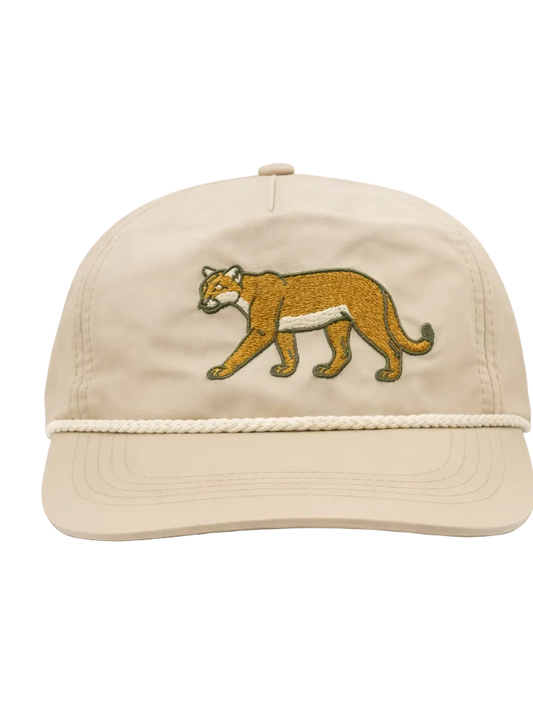 Lischka Brothers Mountain Lion Rope Cap, Beige, front view showing the design and rope detail