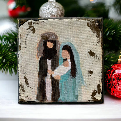 Minimalist Rustic Nativity Mini Painting