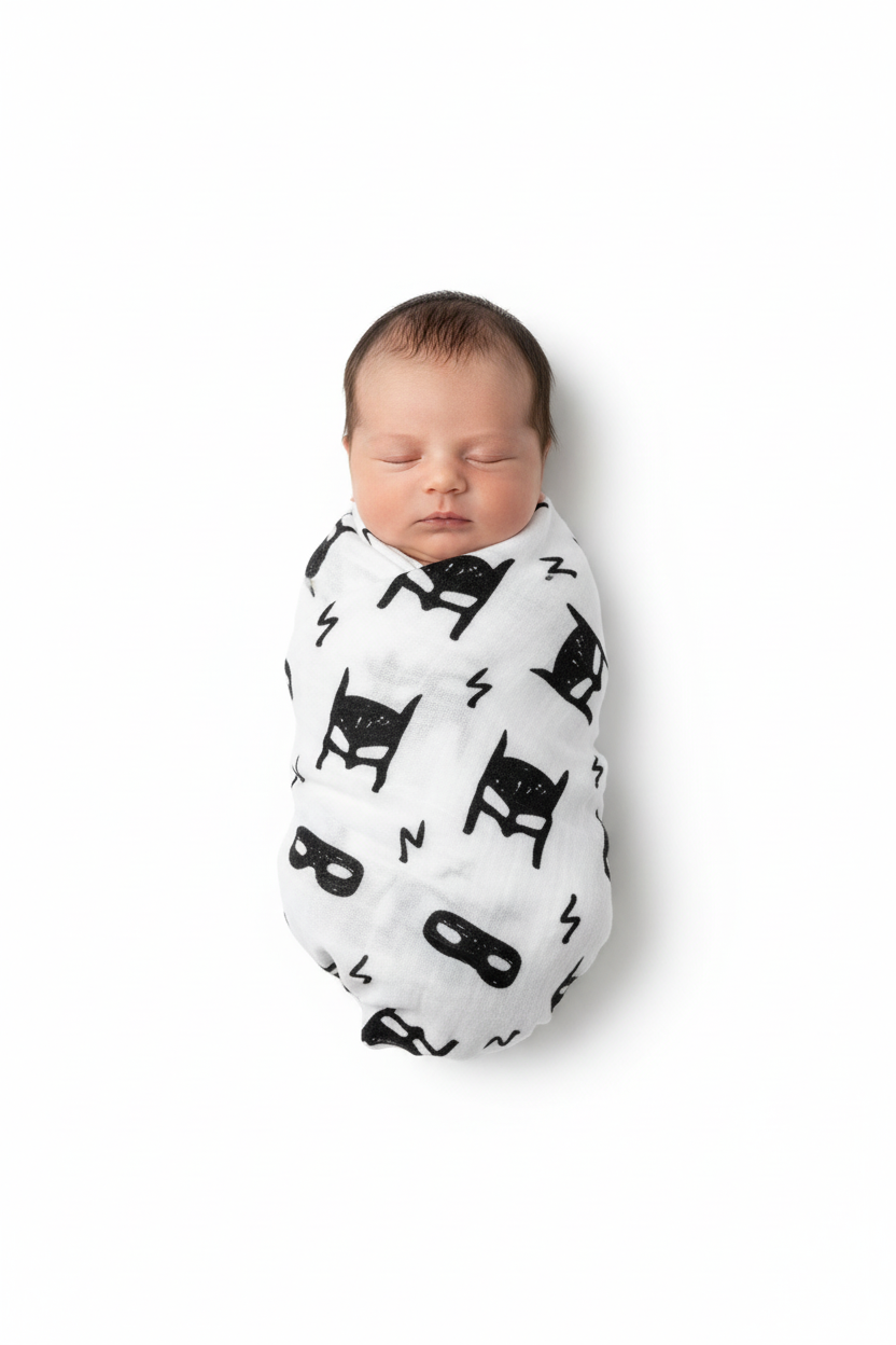 Hero Struck organic cotton muslin swaddle by Modern Burlap