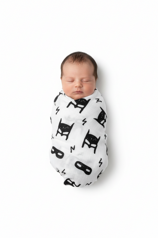 Hero Struck organic cotton muslin swaddle by Modern Burlap