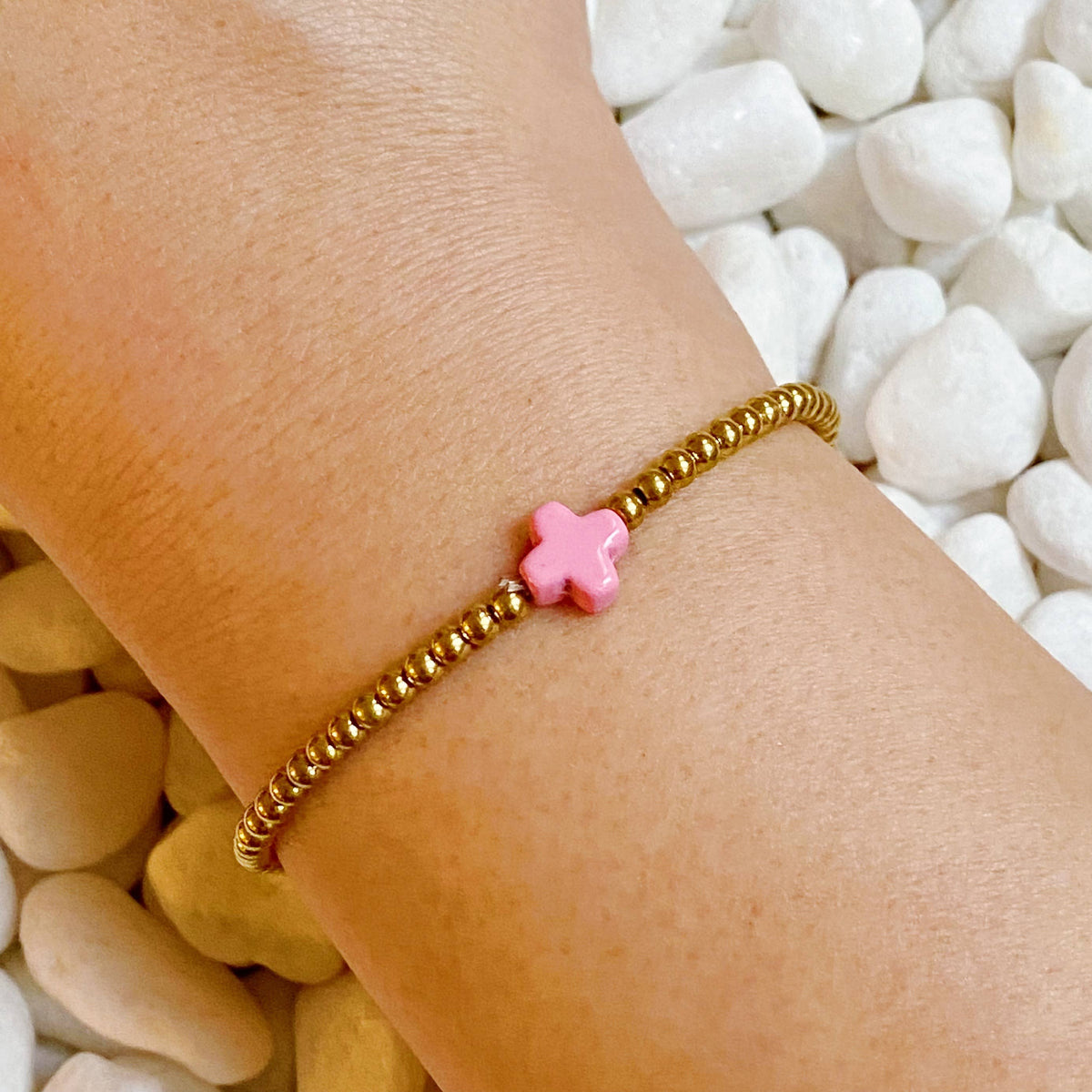 Pink So Very Blessed cross bracelet by Ellison+Young