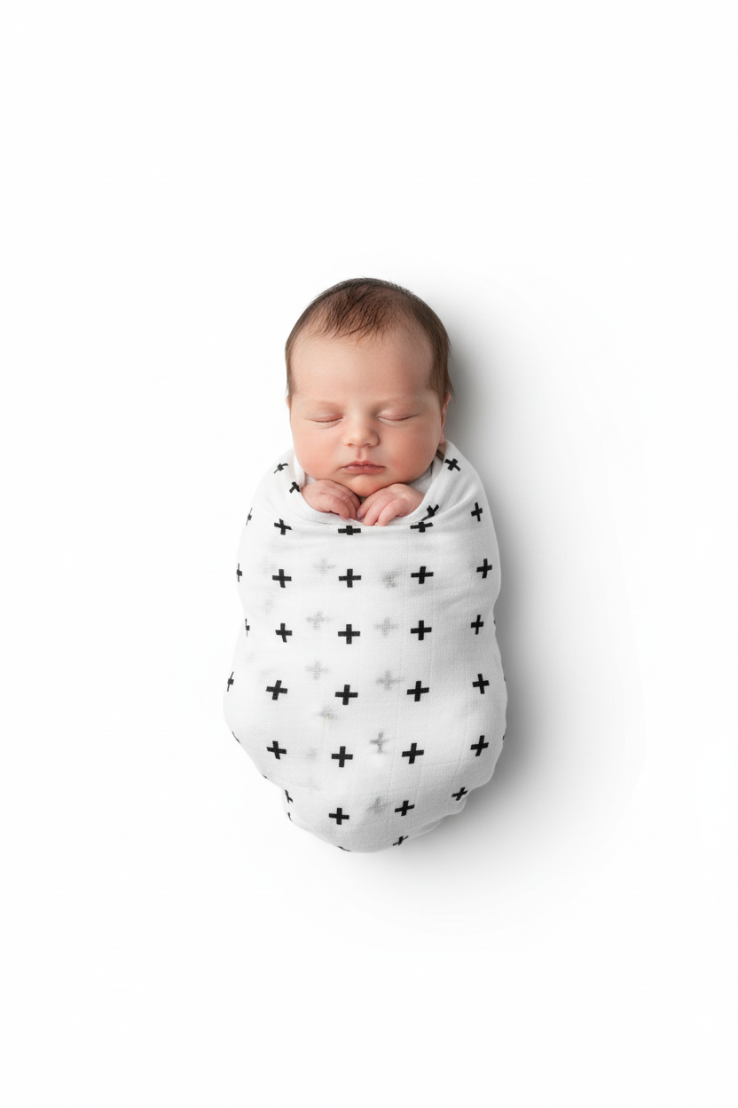 Swiss Cross organic cotton muslin swaddle by Modern Burlap