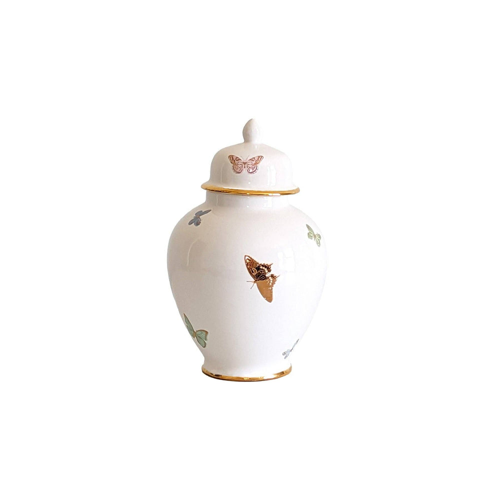
                  
                    Load image into Gallery viewer, Lo Home | Ruby Clay - Gilded Butterflies Ginger Jars: Small
                  
                