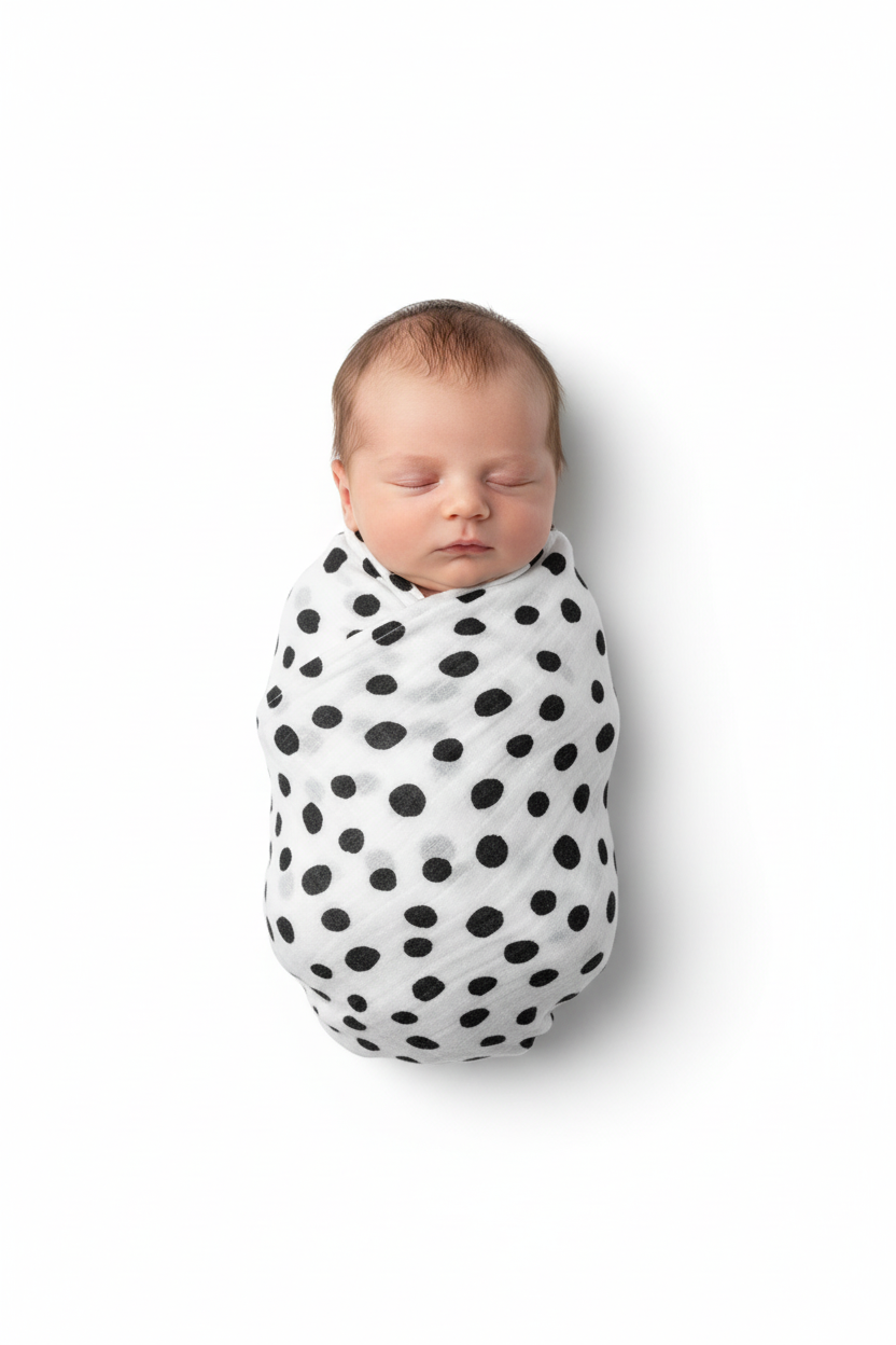 Spots organic cotton muslin swaddle by Modern Burlap