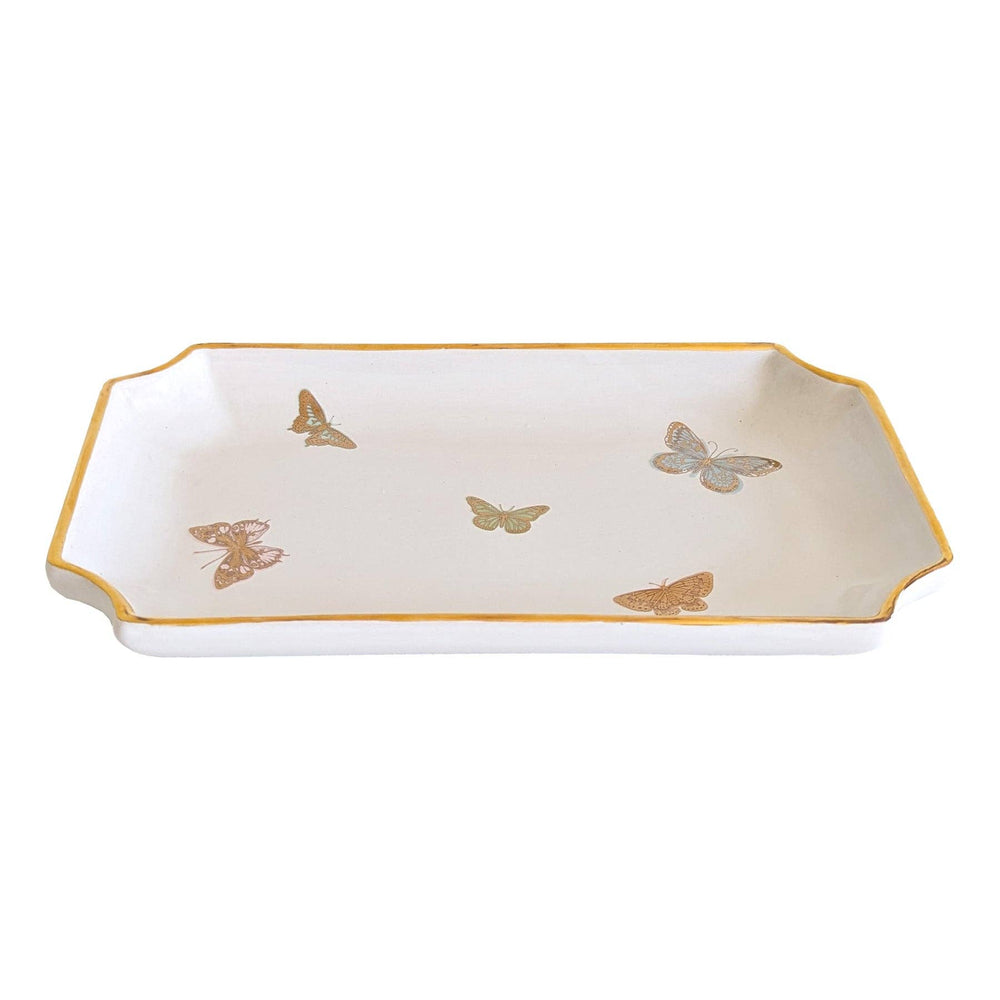 
                  
                    Load image into Gallery viewer, Lo Home | Ruby Clay - Gilded Butterflies Trays with 22K Gold Accent: Small
                  
                