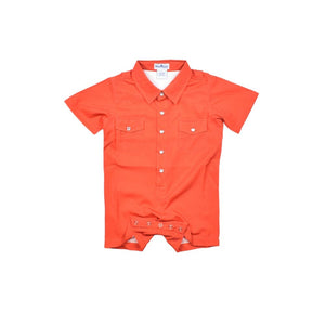
                  
                    Load image into Gallery viewer, BlueQuail Clothing Co. - Gameday Red Pearl Snap Romper: 3-6m
                  
                