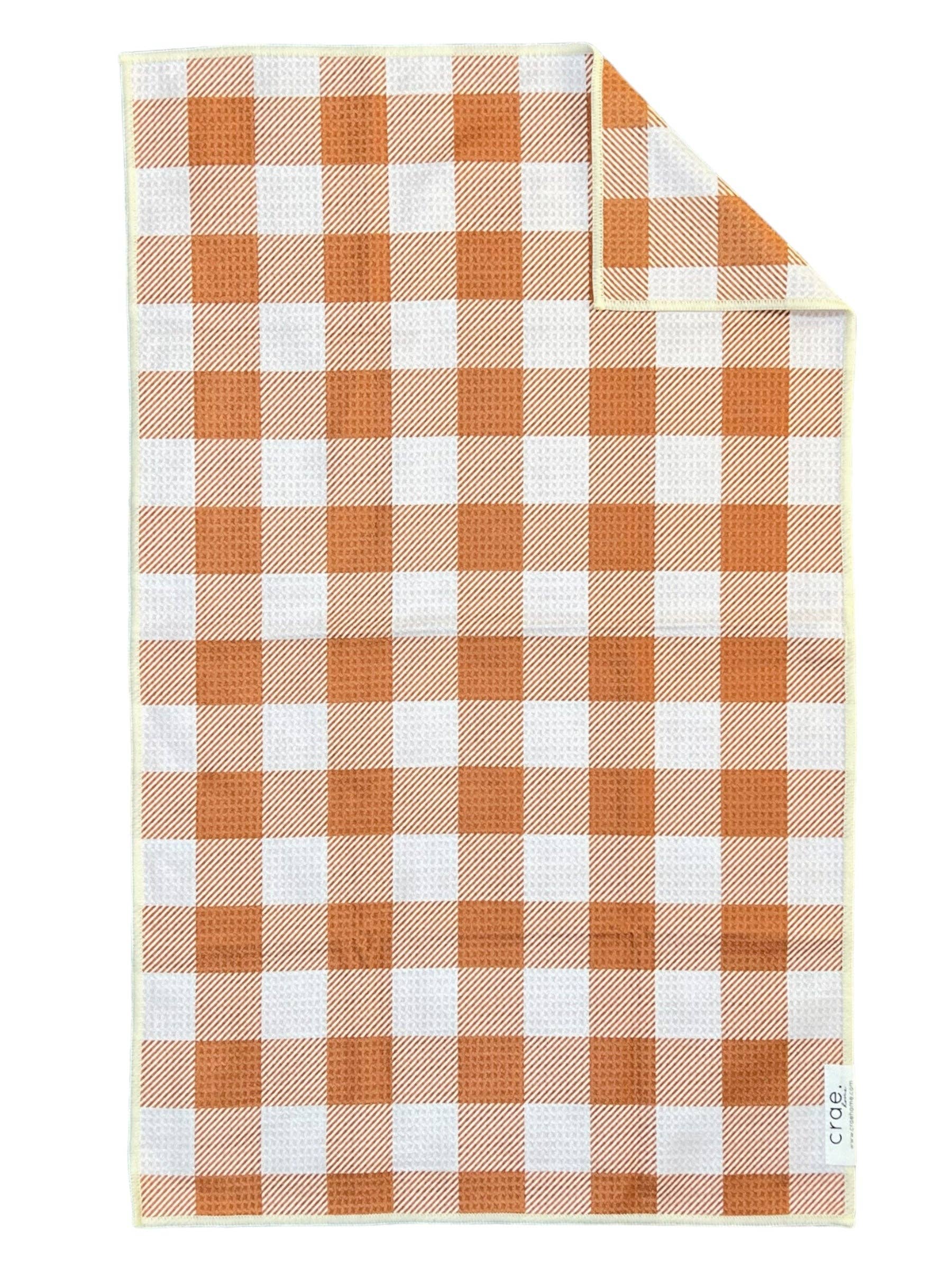 Crae.Home - Sienna: Double-Sided Hand Towel: Cream/Rust Orange / 17x27 in / Hand Towel