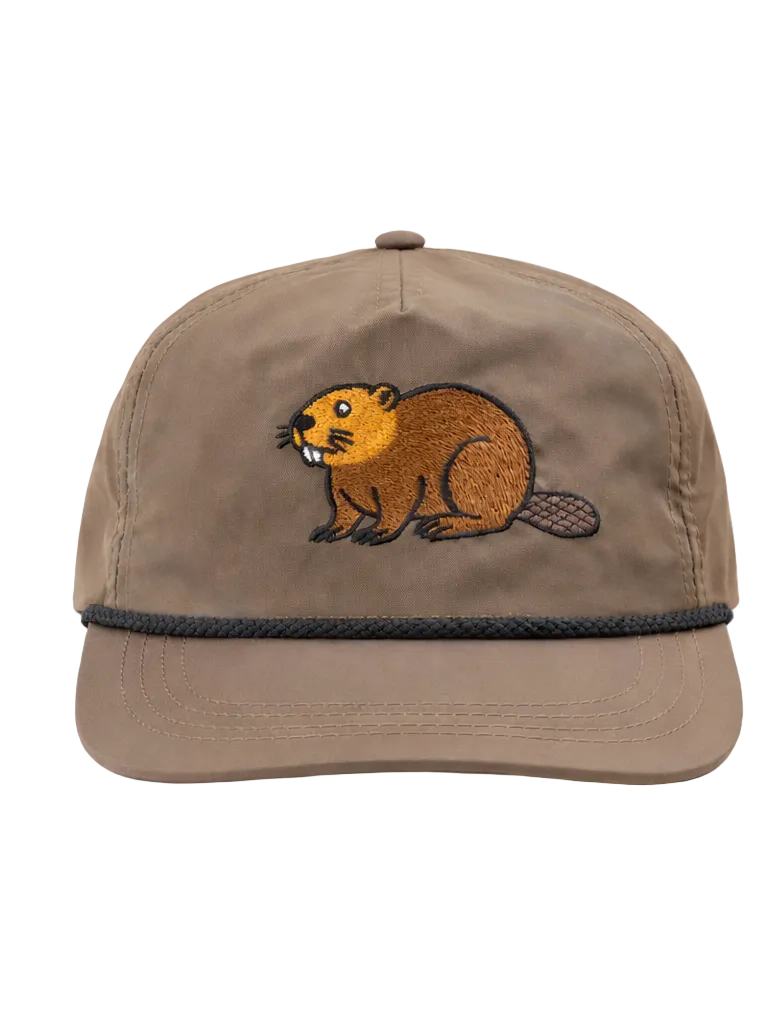 Lischka Brothers Beaver Rope Cap, Field Brown, front view showing the design and rope detail