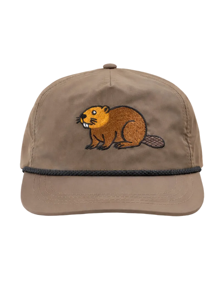 Lischka Brothers Beaver Rope Cap, Field Brown, front view showing the design and rope detail