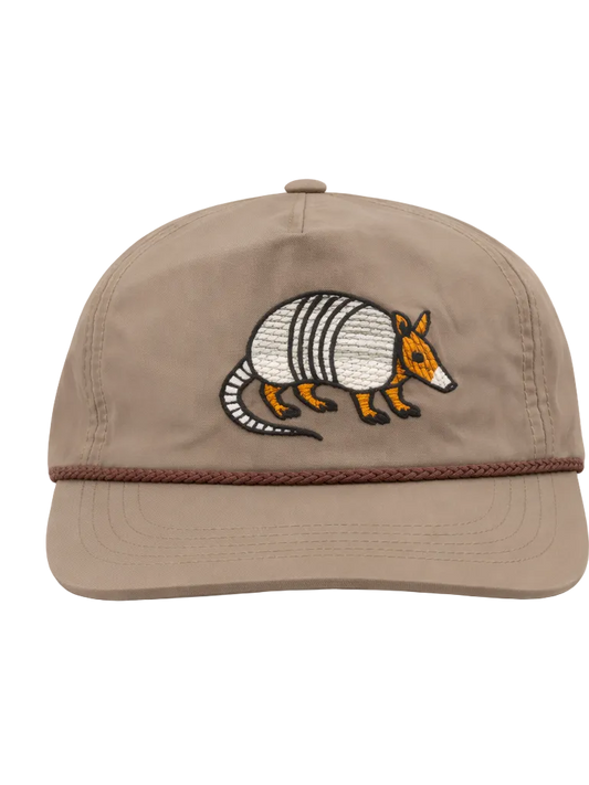 Lischka Brothers Armadillo Rope Cap, Driftwood, front view showing the design and rope detail