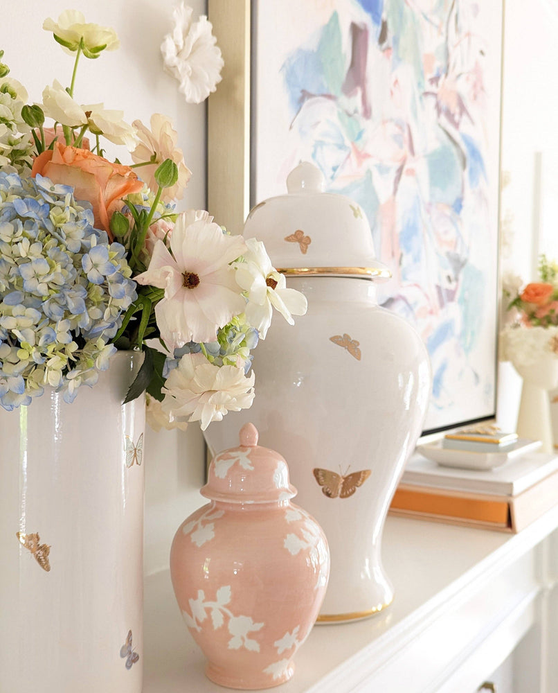 
                  
                    Load image into Gallery viewer, Lo Home | Ruby Clay - Gilded Butterflies Ginger Jars: Small
                  
                