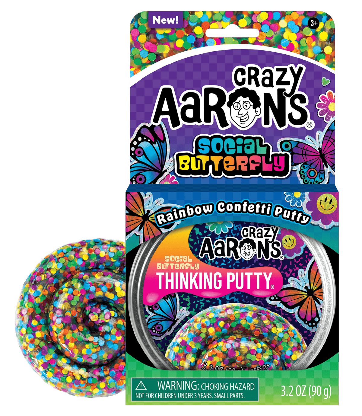 Crazy Aaron's - Social Butterfly - Full Size 4" Thinking Putty Tin