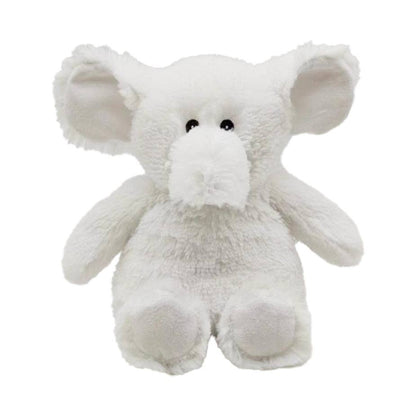 White Elephant Warmies plush, front view on white.