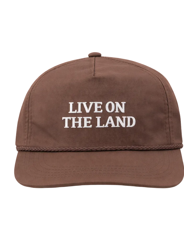 Lischka Brothers Live on the Land Rope Cap, Brown, front view showing the design and rope detail