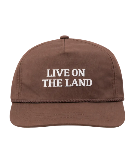 Lischka Brothers Live on the Land Rope Cap, Brown, front view showing the design and rope detail