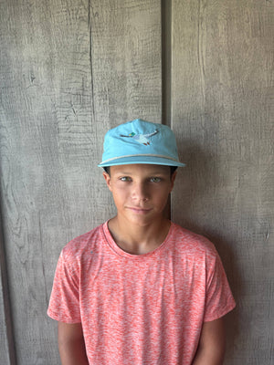 
                  
                    Load image into Gallery viewer, Lischka Brothers - Flying Mallard Duck Hat in Aqua and Tan
                  
                