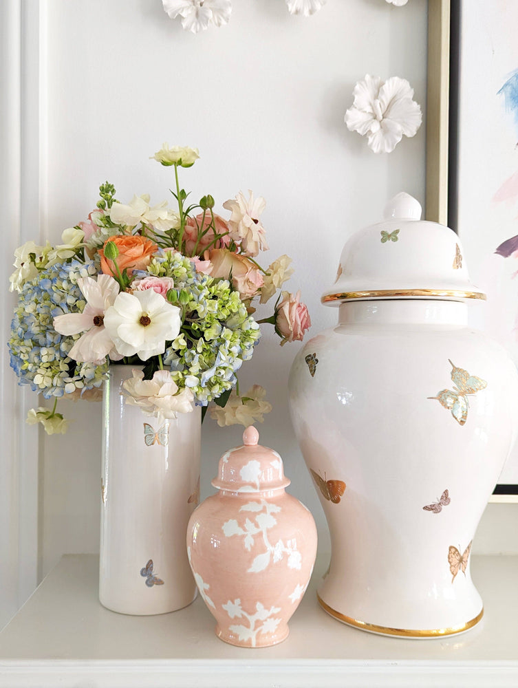 
                  
                    Load image into Gallery viewer, Lo Home | Ruby Clay - Gilded Butterflies Ginger Jars: Small
                  
                