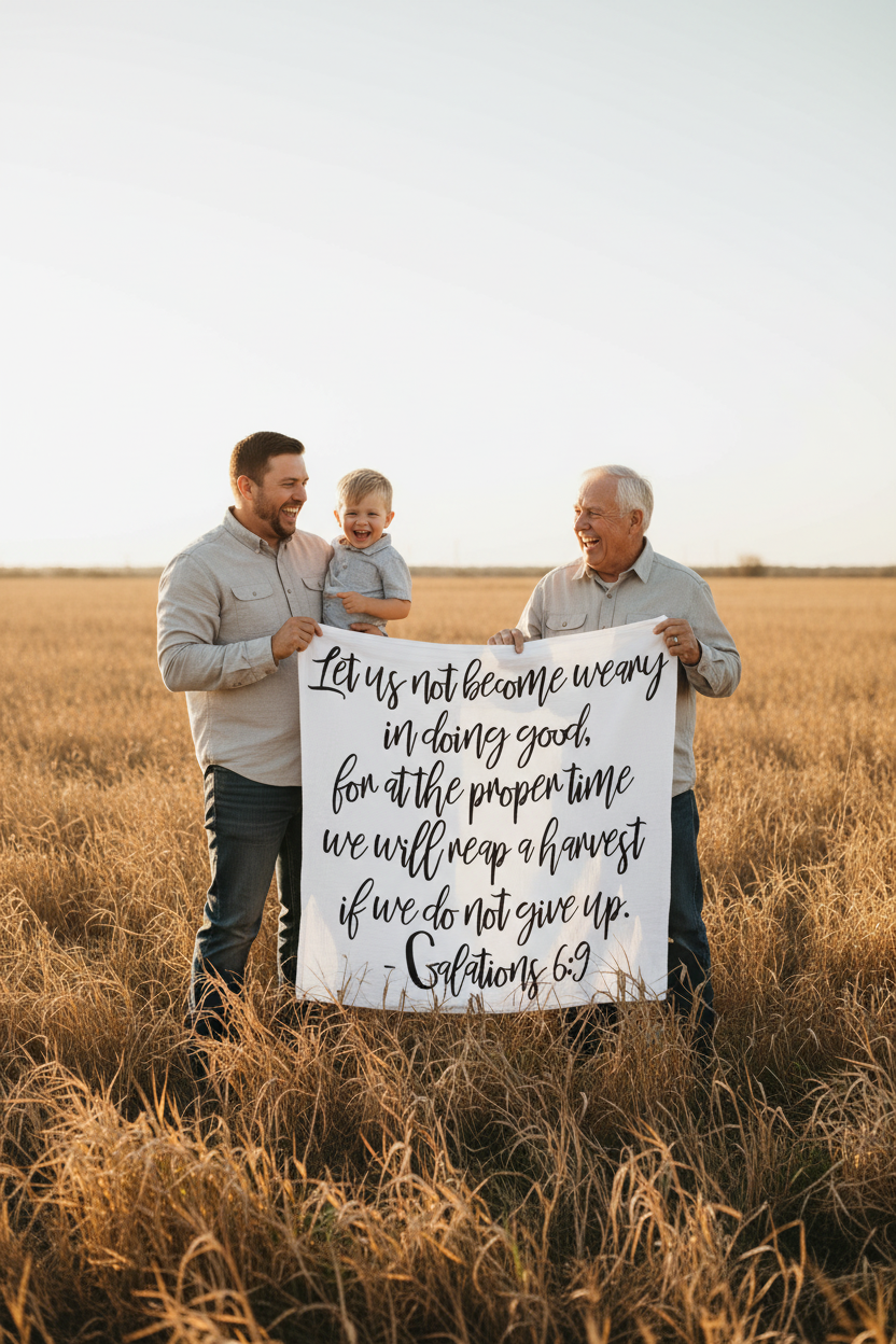 Galatians 6:9 Scripture swaddle and wall art by Modern Burlap