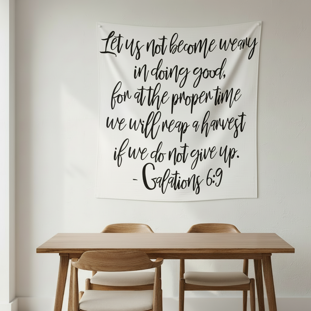 Galatians 6:9 organic cotton muslin Scripture swaddle