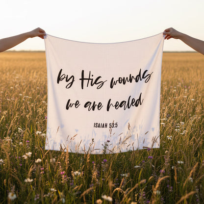 Isaiah 53:5 GOTS organic cotton muslin Scripture swaddle by Modern Burlap