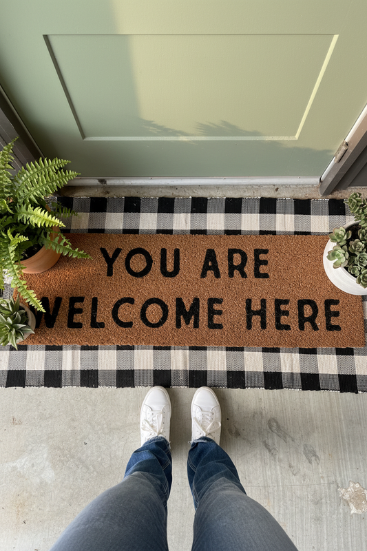 You Are Welcome Here coconut coir XL doormat by Modern Burlap