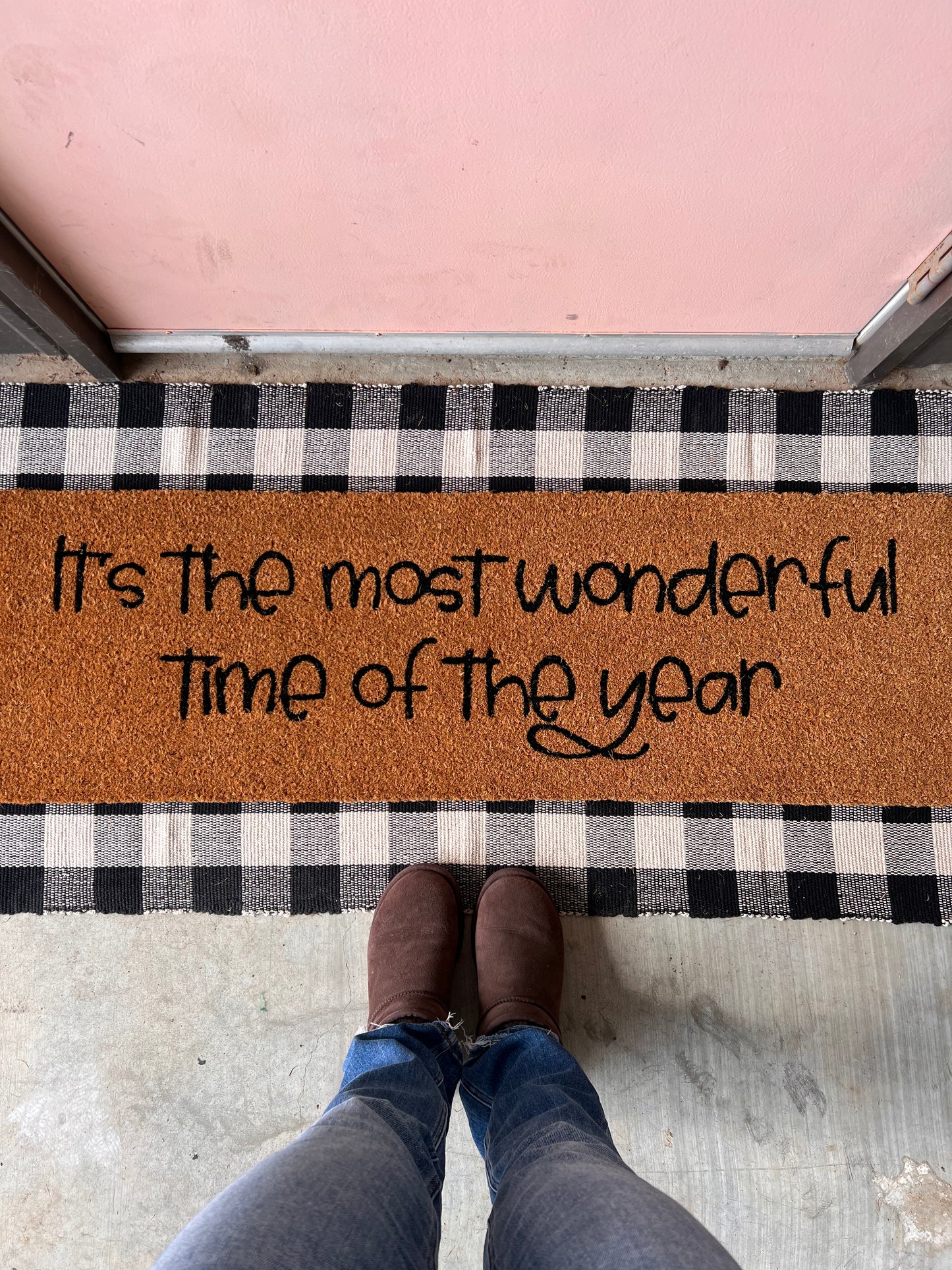 It's the Most Wonderful Time of the Year XL coconut coir Christmas doormat by Modern Burlap
