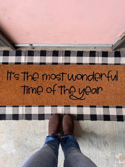 It's the Most Wonderful Time of the Year XL coconut coir Christmas doormat by Modern Burlap