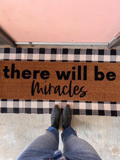 There Will Be Miracles XL coconut coir doormat by Modern Burlap