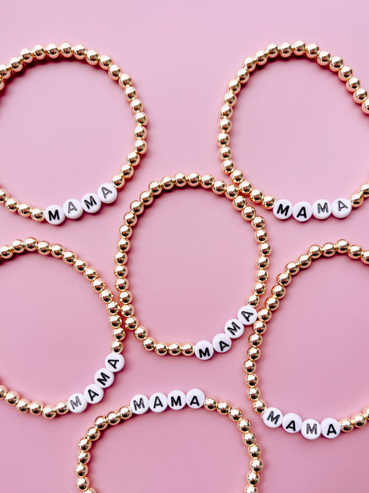Gold beaded MAMA bracelet gift for mom