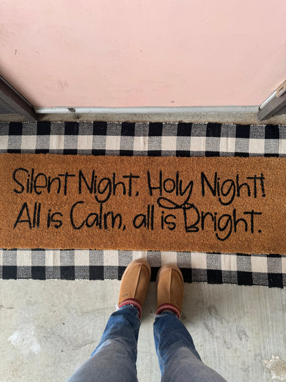 Silent Night Holy Night XL coconut coir Christian Christmas doormat by Modern Burlap